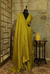 Olive Green Shade Banarasi Soft Silk Saree